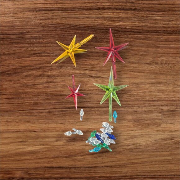 Vintage Plastic Christmas Star Toppers Bulb covers Assorted Colors Lot - Picture 2 of 4
